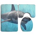 thumbnail image 1 of PUDMAD Great White Shark 3 Piece Bathroom Rugs Set Bath Rug Contour Mat and Toilet Lid Cover, 1 of 2