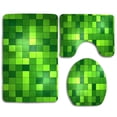 thumbnail image 1 of PUDMAD Green 3 Piece Bathroom Rugs Set Bath Rug Contour Mat and Toilet Lid Cover, 1 of 2
