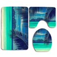 thumbnail image 1 of PUDMAD Green Beach and Palm Tree 3 Piece Bathroom Rugs Set Bath Rug Contour Mat and Toilet Lid Cover, 1 of 2