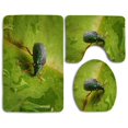 thumbnail image 1 of PUDMAD Green Bug On A Leaf 3 Piece Bathroom Rugs Set Bath Rug Contour Mat and Toilet Lid Cover, 1 of 2