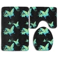 thumbnail image 1 of PUDMAD Green Butterfly 3 Piece Bathroom Rugs Set Bath Rug Contour Mat and Toilet Lid Cover, 1 of 2
