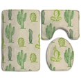 thumbnail image 1 of PUDMAD Green Cactus 3 Piece Bathroom Rugs Set Bath Rug Contour Mat and Toilet Lid Cover, 1 of 2