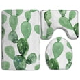 thumbnail image 1 of PUDMAD Green Cactus 3 Piece Bathroom Rugs Set Bath Rug Contour Mat and Toilet Lid Cover, 1 of 2