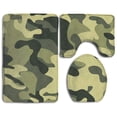 thumbnail image 1 of PUDMAD Green Camo 3 Piece Bathroom Rugs Set Bath Rug Contour Mat and Toilet Lid Cover, 1 of 2