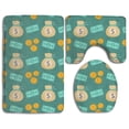thumbnail image 1 of PUDMAD Green Decorative Money 3 Piece Bathroom Rugs Set Bath Rug Contour Mat and Toilet Lid Cover, 1 of 2