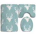 thumbnail image 1 of PUDMAD Green Deer Antlers 3 Piece Bathroom Rugs Set Bath Rug Contour Mat and Toilet Lid Cover, 1 of 2