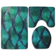 thumbnail image 1 of PUDMAD Green Fish Scales 3 Piece Bathroom Rugs Set Bath Rug Contour Mat and Toilet Lid Cover, 1 of 2