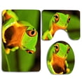thumbnail image 1 of PUDMAD Green Frog 3 Piece Bathroom Rugs Set Bath Rug Contour Mat and Toilet Lid Cover, 1 of 2
