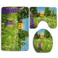 thumbnail image 1 of PUDMAD Green Grassland and House 3 Piece Bathroom Rugs Set Bath Rug Contour Mat and Toilet Lid Cover, 1 of 2