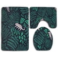 thumbnail image 1 of PUDMAD Green Leaves Chameleon 3 Piece Bathroom Rugs Set Bath Rug Contour Mat and Toilet Lid Cover, 1 of 2