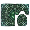 thumbnail image 1 of PUDMAD Green Mandala Tie Dye 3 Piece Bathroom Rugs Set Bath Rug Contour Mat and Toilet Lid Cover, 1 of 2