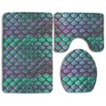 thumbnail image 1 of PUDMAD Green Mermaid Scale Style 3 Piece Bathroom Rugs Set Bath Rug Contour Mat and Toilet Lid Cover, 1 of 2