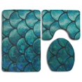thumbnail image 1 of PUDMAD Green Mermaid Scales 3 Piece Bathroom Rugs Set Bath Rug Contour Mat and Toilet Lid Cover, 1 of 2