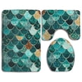 thumbnail image 1 of PUDMAD Green Mermaid Scales 3 Piece Bathroom Rugs Set Bath Rug Contour Mat and Toilet Lid Cover, 1 of 2