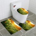 thumbnail image 1 of PUDMAD Green Nature 3 Piece Bathroom Rugs Set Bath Rug Contour Mat and Toilet Lid Cover, 1 of 2