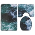 thumbnail image 1 of PUDMAD Green Ocean Waves 3 Piece Bathroom Rugs Set Bath Rug Contour Mat and Toilet Lid Cover, 1 of 2