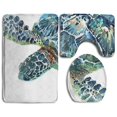 thumbnail image 1 of PUDMAD Green Sea Turtle 3 Piece Bathroom Rugs Set Bath Rug Contour Mat and Toilet Lid Cover, 1 of 2