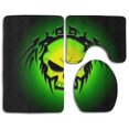 thumbnail image 1 of PUDMAD Green Skull 3 Piece Bathroom Rugs Set Bath Rug Contour Mat and Toilet Lid Cover, 1 of 2