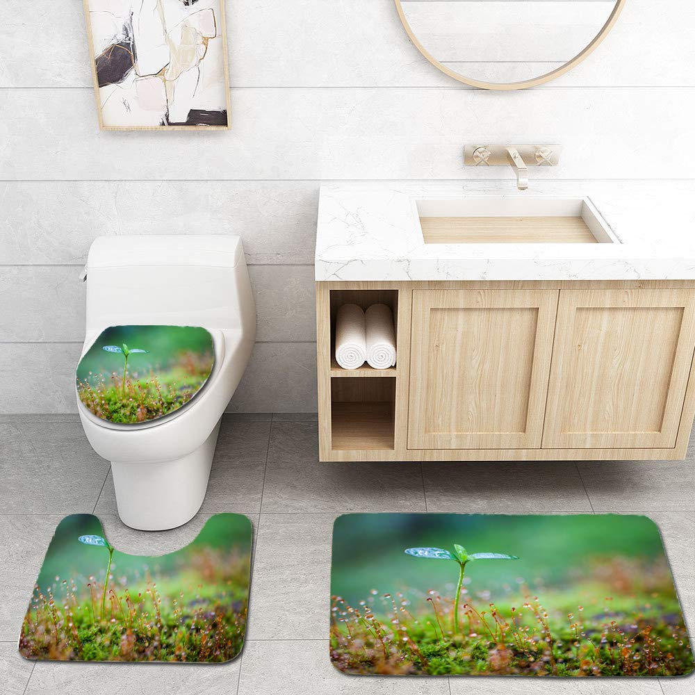Sprouting Rug PUDMAD Green Sprout Growing 3 Piece Bathroom Rugs Set Bath Rug Contour ...
