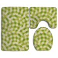thumbnail image 1 of PUDMAD Green Stripes 3 Piece Bathroom Rugs Set Bath Rug Contour Mat and Toilet Lid Cover, 1 of 2