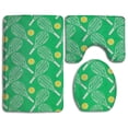 thumbnail image 1 of PUDMAD Green Tennis Rackets 3 Piece Bathroom Rugs Set Bath Rug Contour Mat and Toilet Lid Cover, 1 of 2