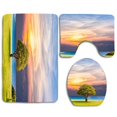thumbnail image 1 of PUDMAD Green Tree Sunset 3 Piece Bathroom Rugs Set Bath Rug Contour Mat and Toilet Lid Cover, 1 of 2