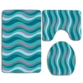thumbnail image 1 of PUDMAD Green Waves 3 Piece Bathroom Rugs Set Bath Rug Contour Mat and Toilet Lid Cover, 1 of 2