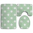 thumbnail image 1 of PUDMAD Green White Polka Dot Stripes 3 Piece Bathroom Rugs Set Bath Rug Contour Mat and Toilet Lid Cover, 1 of 2