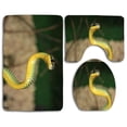 thumbnail image 1 of PUDMAD Green and Yellow Snake 3 Piece Bathroom Rugs Set Bath Rug Contour Mat and Toilet Lid Cover, 1 of 2