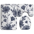 thumbnail image 1 of PUDMAD Grey Flowers 3 Piece Bathroom Rugs Set Bath Rug Contour Mat and Toilet Lid Cover, 1 of 2