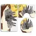 thumbnail image 1 of PUDMAD Grey Rabbits in Basket 3 Piece Bathroom Rugs Set Bath Rug Contour Mat and Toilet Lid Cover, 1 of 2