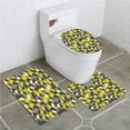 thumbnail image 1 of PUDMAD Grey and Yellow 3D Inspired Modern Geometrical Boxes Cubes Mustard 3 Piece Bathroom Rugs Set Bath Rug Contour Mat and Toilet Lid Cover, 1 of 2
