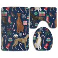 thumbnail image 1 of PUDMAD Greyhound Christmas Dog 3 Piece Bathroom Rugs Set Bath Rug Contour Mat and Toilet Lid Cover, 1 of 2