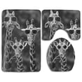 thumbnail image 1 of PUDMAD Griaffe Wear Sunglasses Family 3 Piece Bathroom Rugs Set Bath Rug Contour Mat and Toilet Lid Cover, 1 of 2