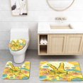 thumbnail image 1 of PUDMAD Groovy Hand Gesturing Symbol Peace Flowers and Sunbeams Funky Modern Art 3 Piece Bathroom Rugs Set Bath Rug Contour Mat and Toilet Lid Cover, 1 of 2