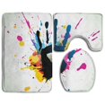 thumbnail image 1 of PUDMAD Grunge Hand On Paint Splashes Trendy 3 Piece Bathroom Rugs Set Bath Rug Contour Mat and Toilet Lid Cover, 1 of 2