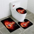 thumbnail image 1 of PUDMAD Guitar on fire Black 3 Piece Bathroom Rugs Set Bath Rug Contour Mat and Toilet Lid Cover, 1 of 2