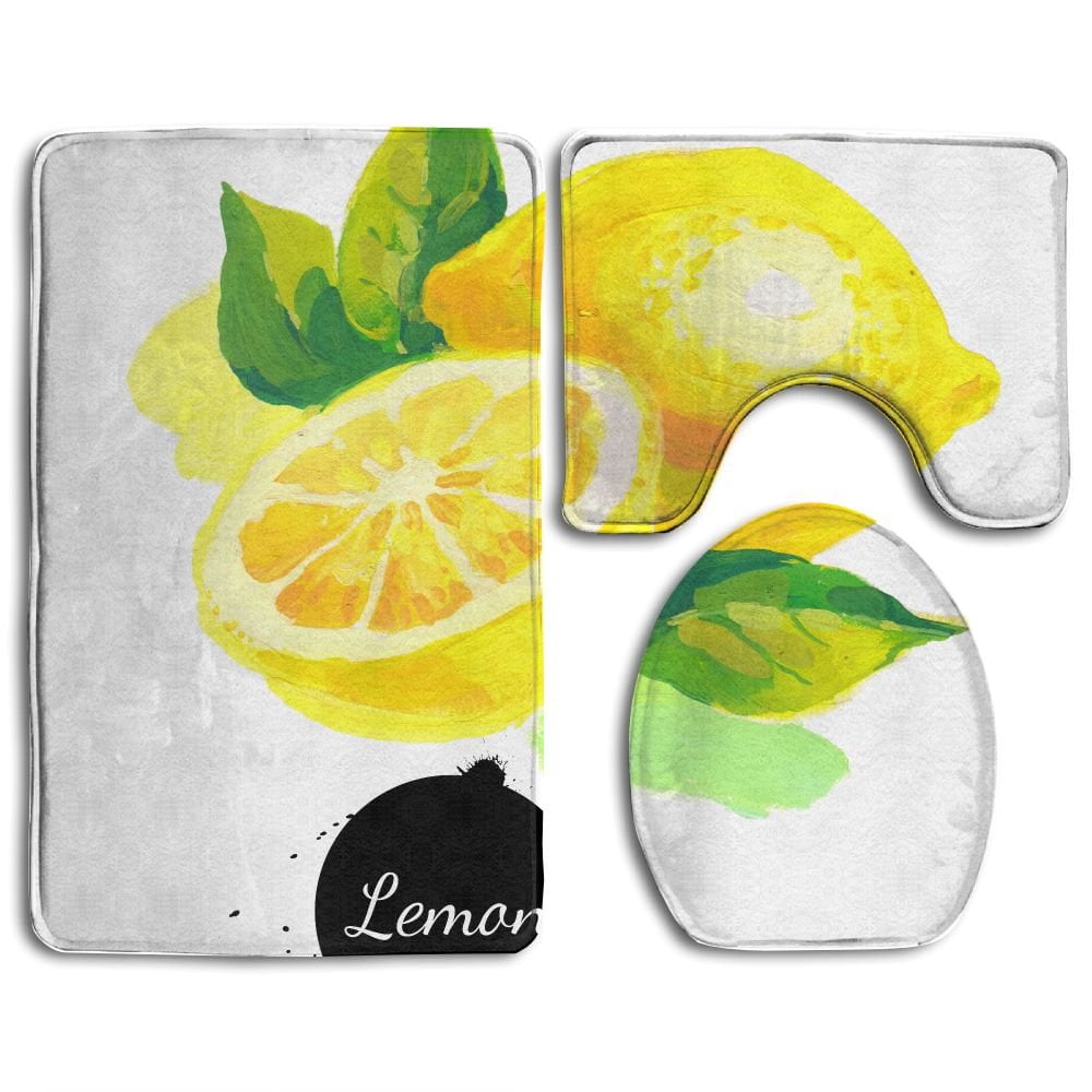 PUDMAD H Drawn Sketch Acrylic Watercolor Painting Fruit Lemon 3 Piece ...