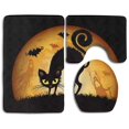 thumbnail image 1 of PUDMAD Halloween Cat Kid's 3 Piece Bathroom Rugs Set Bath Rug Contour Mat and Toilet Lid Cover, 1 of 2