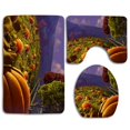 thumbnail image 1 of PUDMAD Halloween Fall Pumpkin 3 Piece Bathroom Rugs Set Bath Rug Contour Mat and Toilet Lid Cover, 1 of 2