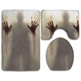 thumbnail image 1 of PUDMAD Halloween Help Me People Bloody Hands 3 Piece Bathroom Rugs Set Bath Rug Contour Mat and Toilet Lid Cover, 1 of 2