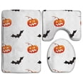 thumbnail image 1 of PUDMAD Halloween Pumpkin Bat 3 Piece Bathroom Rugs Set Bath Rug Contour Mat and Toilet Lid Cover, 1 of 2