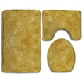 thumbnail image 1 of PUDMAD Hammered Gold 3 Piece Bathroom Rugs Set Bath Rug Contour Mat and Toilet Lid Cover, 1 of 2