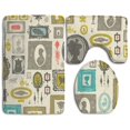 thumbnail image 1 of PUDMAD Hand Draw Patterns 3 Piece Bathroom Rugs Set Bath Rug Contour Mat and Toilet Lid Cover, 1 of 2
