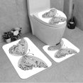 thumbnail image 1 of PUDMAD Hand Drawn Butterfly 3 Piece Bathroom Rugs Set Bath Rug Contour Mat and Toilet Lid Cover, 1 of 2