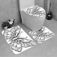 thumbnail image 1 of PUDMAD Hand Drawn Doodle Butterfly 3 Piece Bathroom Rugs Set Bath Rug Contour Mat and Toilet Lid Cover, 1 of 2