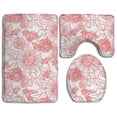 thumbnail image 1 of PUDMAD Hand Drawn Flower 3 Piece Bathroom Rugs Set Bath Rug Contour Mat and Toilet Lid Cover, 1 of 2
