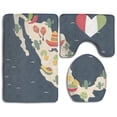 thumbnail image 1 of PUDMAD Hand Drawn Map New Style 3 Piece Bathroom Rugs Set Bath Rug Contour Mat and Toilet Lid Cover, 1 of 2