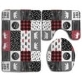 thumbnail image 1 of PUDMAD Happy Camper Plaid 3 Piece Bathroom Rugs Set Bath Rug Contour Mat and Toilet Lid Cover, 1 of 2