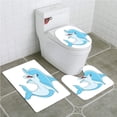 thumbnail image 1 of PUDMAD Happy Cartoon Dolphin 3 Piece Bathroom Rugs Set Bath Rug Contour Mat and Toilet Lid Cover, 1 of 2